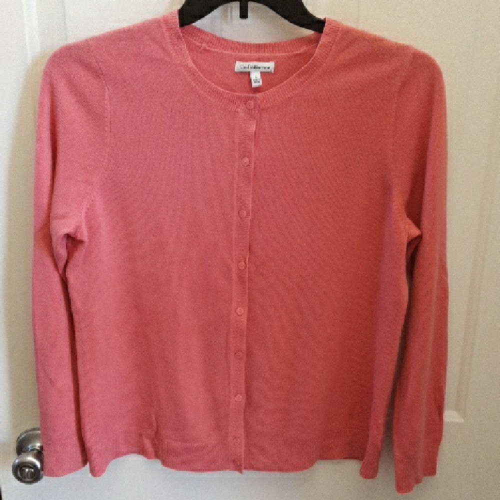 croft & barrow Coral Crewneck Button-Front Cardigan